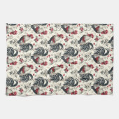 Haan Vintage Kippenpatroon zwart wit Theedoek (Horizontaal)