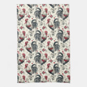 Haan Vintage Kippenpatroon zwart wit Theedoek (Verticaal)