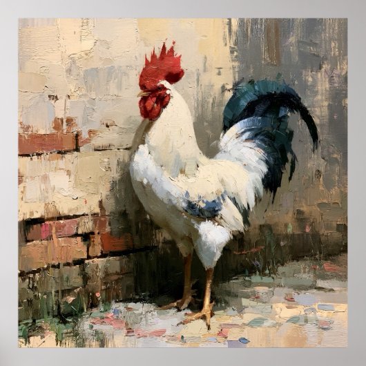 Haan Vintage Stijl Schilderij Kunstprint Poster (Voorkant)