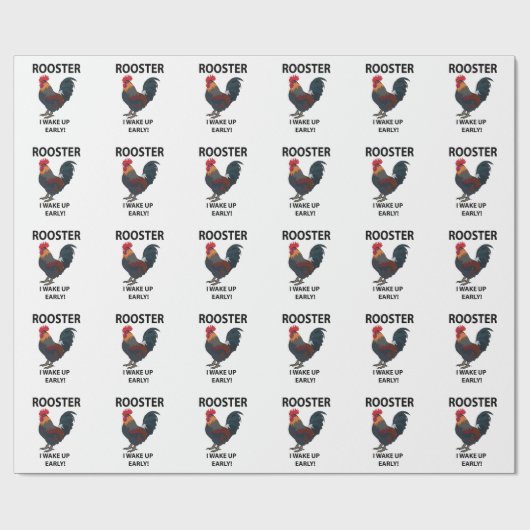 Haan Vogel Ik Wakker Vroeg Grappig Haan Cadeaupapier (Vlak)