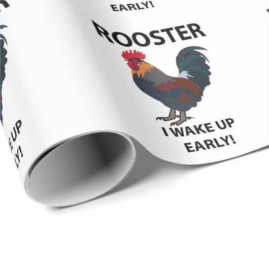 Haan Vogel Ik Wakker Vroeg Grappig Haan Cadeaupapier (Rol Hoek)