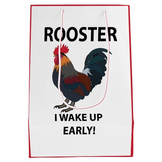 Haan Vogel Ik Wakker Vroeg Grappig Haan Medium Cadeauzakje (Achterkant)