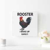 Haan Vogel Ik Wakker Vroeg Grappig Haan Vierkante Klok (Huis)