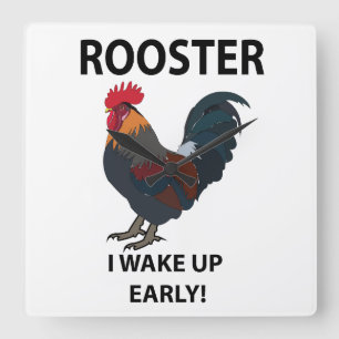 Haan Vogel Ik Word Vroeg Wakker Grappige Haan Vierkante Klok