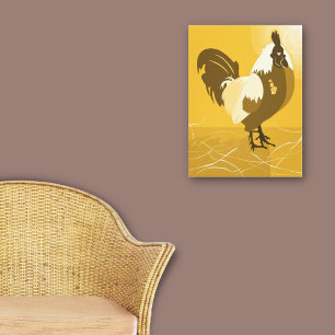 Haan Vogel Land Dier Geel Familie Thuis Canvas Afdruk