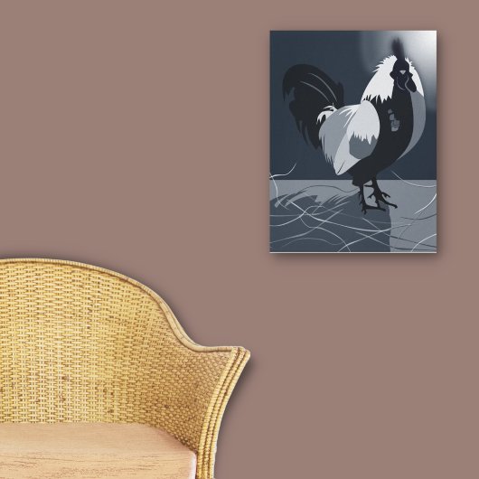Haan Vogel Land Dier Midden-Nachtsblauwe Keuken Canvas Afdruk