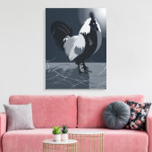 Haan Vogel Land Dier Midden-Nachtsblauwe Keuken Canvas Afdruk (Insitu (Woonkamer))