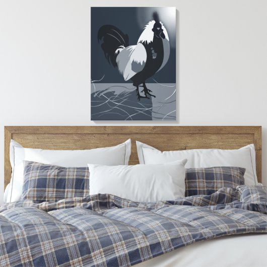 Haan Vogel Land Dier Midnight-Blue Keuken Canvas Afdruk (Insitu (Slaapkamer))