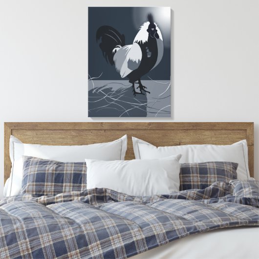 Haan Vogel Land Dier Midnight-Blue Keuken Canvas Afdruk (Insitu (Slaapkamer))