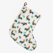 Haan vogels patroon grote kerstsok (Voorkant (Hangend))