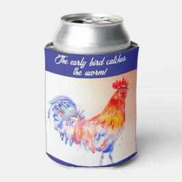 Haan Waterverf Kip Vogel Cockreel Boerderij Blikjeskoeler