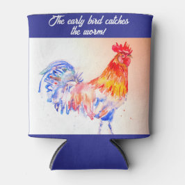 Haan Waterverf Kip Vogel Cockreel Boerderij Blikjeskoeler