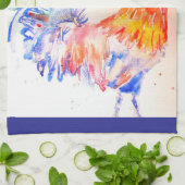 Haan Waterverf Kip Vogel Cockreel Boerderij Theedoek (Gevouwen)