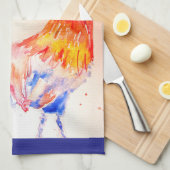 Haan Waterverf Kip Vogel Cockreel Boerderij Theedoek (Quarter Fold)