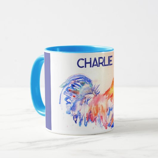 Haan Waterverf Kippenvogel Kinder Jongens Mok (Voorkant links)