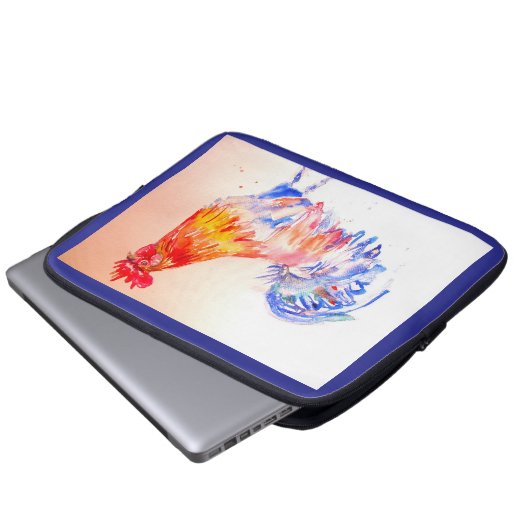 Haan Waterverf Kippenvogel vader Laptop Sleeve (Voorkant onderkant)