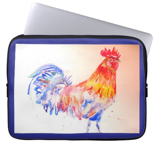 Haan Waterverf Kippenvogel vader Laptop Sleeve (Voorkant)