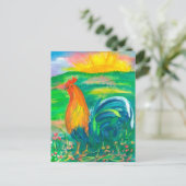 Haan Waterverf schilderij Briefkaart (Staand voorkant)