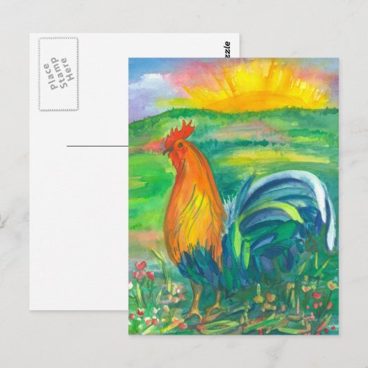 Haan Waterverf schilderij Briefkaart (Voorkant / Achterkant)