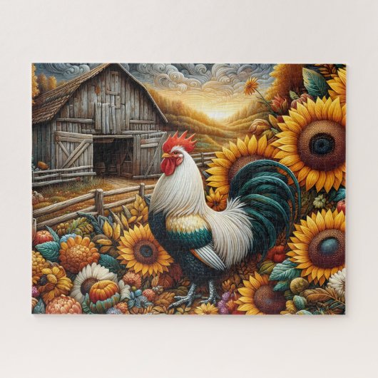 Haan Zonnebloem Schuur Legpuzzel (Horizontaal)