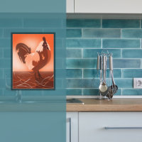 Haan Zonsondergang Oranje Keuken Muur Kunst - Post