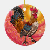 Haan zonsopgang roze keramisch ornament (Achterkant)