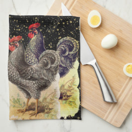 Haan Zwart Goud Sterren Keuken Handdoeken