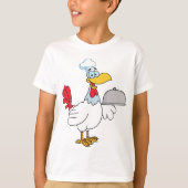 Haantje dat eten serveert t-shirt (Voorkant)