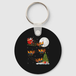 Haantje Kippen Kerstman Slede Vliegend Grappig Mag Sleutelhanger