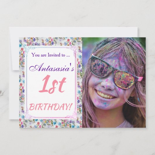 HAAR 1E VERJAARDAG INVITE KAART (Voorkant)