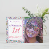 HAAR 1E VERJAARDAG INVITE KAART (Staand voorkant)