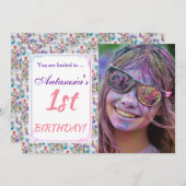 HAAR 1E VERJAARDAG INVITE KAART (Voorkant / Achterkant)