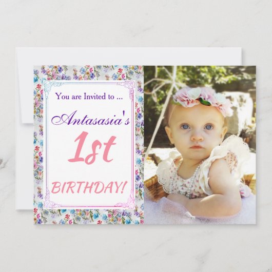 HAAR 1E VERJAARDAGSUITNODIGING KAART (Voorkant)