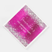 Haar 21ste verjaardag warme roze en zilverglitter servet (Hoek)
