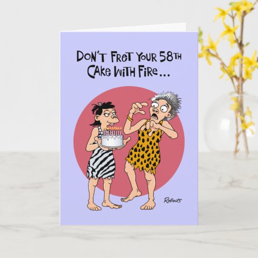 Haar 58e verjaardag Kaart (Gele Bloem)