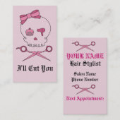 Haar Accessoire schedel en schaar Kroesbeenderen ( Afsprakenkaartje (Voorkant / Achterkant)