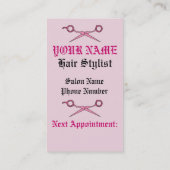 Haar Accessoire schedel en schaar Kroesbeenderen ( Afsprakenkaartje (Achterkant)