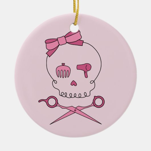 Haar Accessoire schedel en schaar Kroesbeenderen ( Keramisch Ornament (Voorkant)
