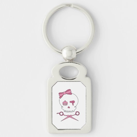 Haar Accessoire schedel en schaar Kroesbeenderen ( Sleutelhanger (Voorkant)