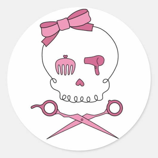 Haar Accessoire Schedel & Schaar Crossbones Ronde Sticker (Voorkant)