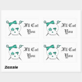 Haar Accessoire Schedel & Schaar (Turquoise) Rechthoekige Sticker (Vel)