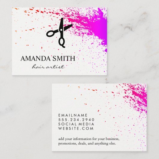 Haar Artistry Express Spatter Salon Scissors Visitekaartje (Voorkant / Achterkant)