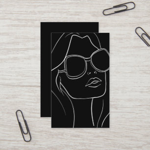 Haar & Beauty Retro Zwart & Wit Vrouw Gezicht Visitekaartje