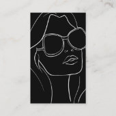 Haar & Beauty Retro Zwart & Wit Vrouw Gezicht Visitekaartje (Voorkant)