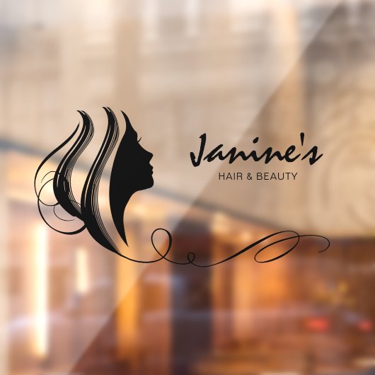 Haar & Beauty Silhouette Zwart ID873 Ruitsticker Raamsticker (Vel 2)