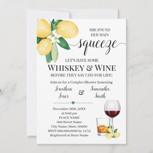 Haar belangrijkste squeeze whiskey en wijn vrijgez kaart (Voorkant)