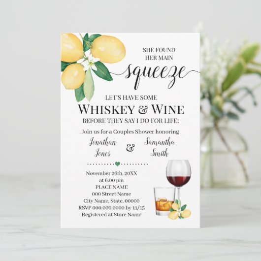 Haar belangrijkste squeeze whiskey en wijn vrijgez kaart (Staand voorkant)