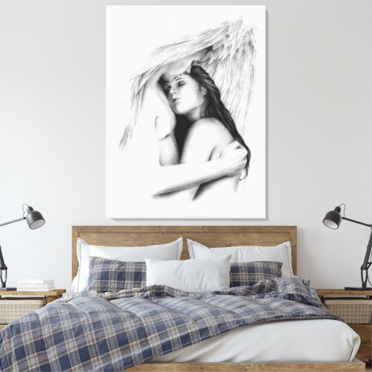 Haar beschermer engelen canvas print (Insitu (Slaapkamer))