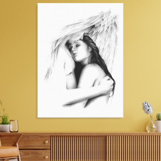 Haar beschermer engelen canvas print (Insitu (Woonkamer))