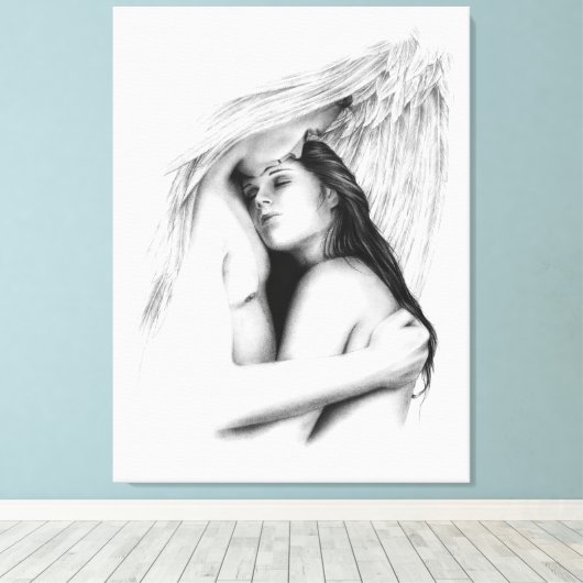 Haar beschermer engelen canvas print (Insitu (Houten vloer))